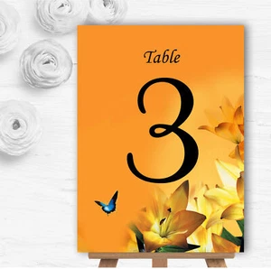 Orange Lilie Blume personalisiert Hochzeit Tischnummer Namenskarten - Bild 1 von 1
