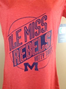 Champion Ole Miss Rebels Womens Red V Neck Short Sleeve Tee Shirt Sz S NWT - Picture 1 of 5