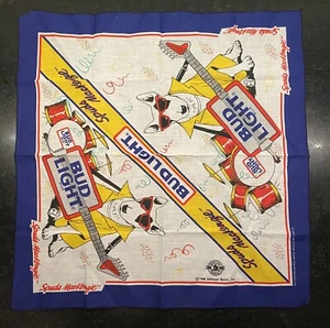 Bufanda vintage 1988 Spuds MacKenzie Bandana Bud Light Anheuser-Busch Brewiana 21" - Imagen 1 de 7