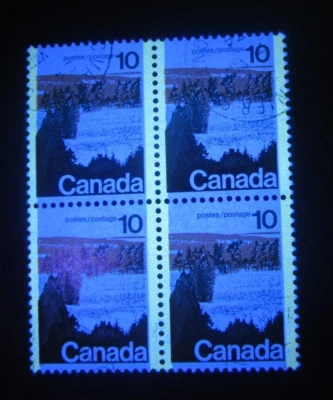 CANADA STAMPS  #594x 1972 USED  "LANDSCAPE DEFINITIVES-FOREST" FL BLOCK TYPE II - Imagem 1 de 3