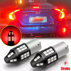 1156 Red Strobe Flashing LED Brake Stop Light Bulb For Honda Civic Coupe 2016-20 - Bild 1 von 12