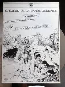 BLANC-DUMONT AFFICHE 1er SALON BD de BRUXELLES 1981 NOUVEAU WESTERN GRAND FORMAT - Picture 1 of 1