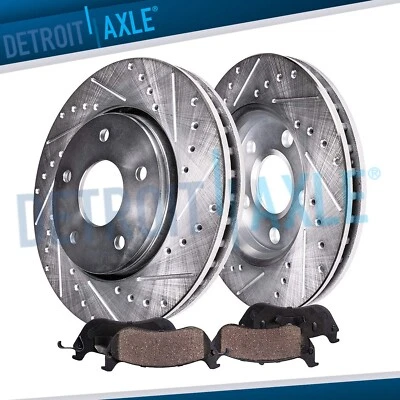 Front Drilled Disc Rotor Ceramic Brake Pad for 1990-1998 Grand Cherokee Wrangler - Image 1 of 4