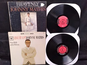 Johnny Mathis Heavenly / Live It Up Vinyl LP Columbia records lot- 2 1962 6-eye - Picture 1 of 10