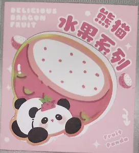 Kawaii Happy Baby Panda Bear Dragon Fruit mini sticky note memo pad - Picture 1 of 1