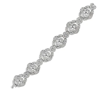 Pulseras de tenis de eslabones de flores rosa diamantes de corte brillante blancas brillantes creadas en laboratorio Foto 1 de 4