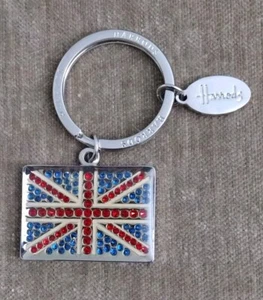 Harrods Union Jack Rhinestones Keychain Bling Flag - Picture 1 of 5