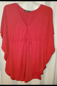 Red Blouse NWOT! Womens - Size xl 14 red butterfly sleeves - Picture 1 of 5