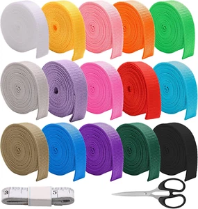 15 Rolls Webbing 1 Inch, Polypropylene 5 Yards Heavy Duty Webbing Strap for Bags - Picture 1 of 12
