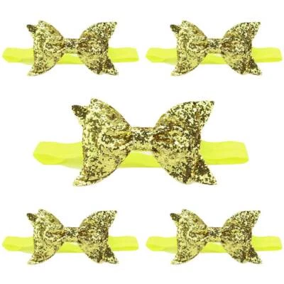 5 PIEZAS Diadema Brillante Lazo Elástico Brillo Lentejuelas Bebé Niño Niña Foto 1 de 4