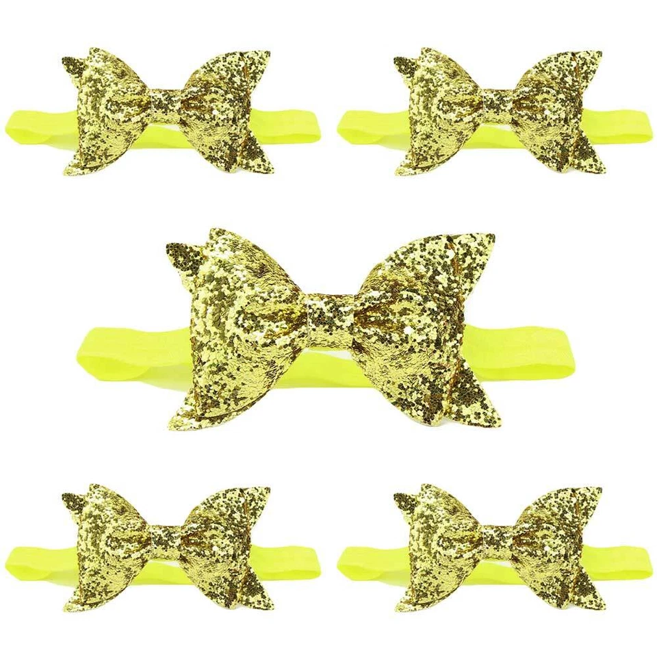 5 PIEZAS Diadema Brillante Lazo Elástico Brillo Lentejuelas Bebé Niño Niña Foto 1 de 4