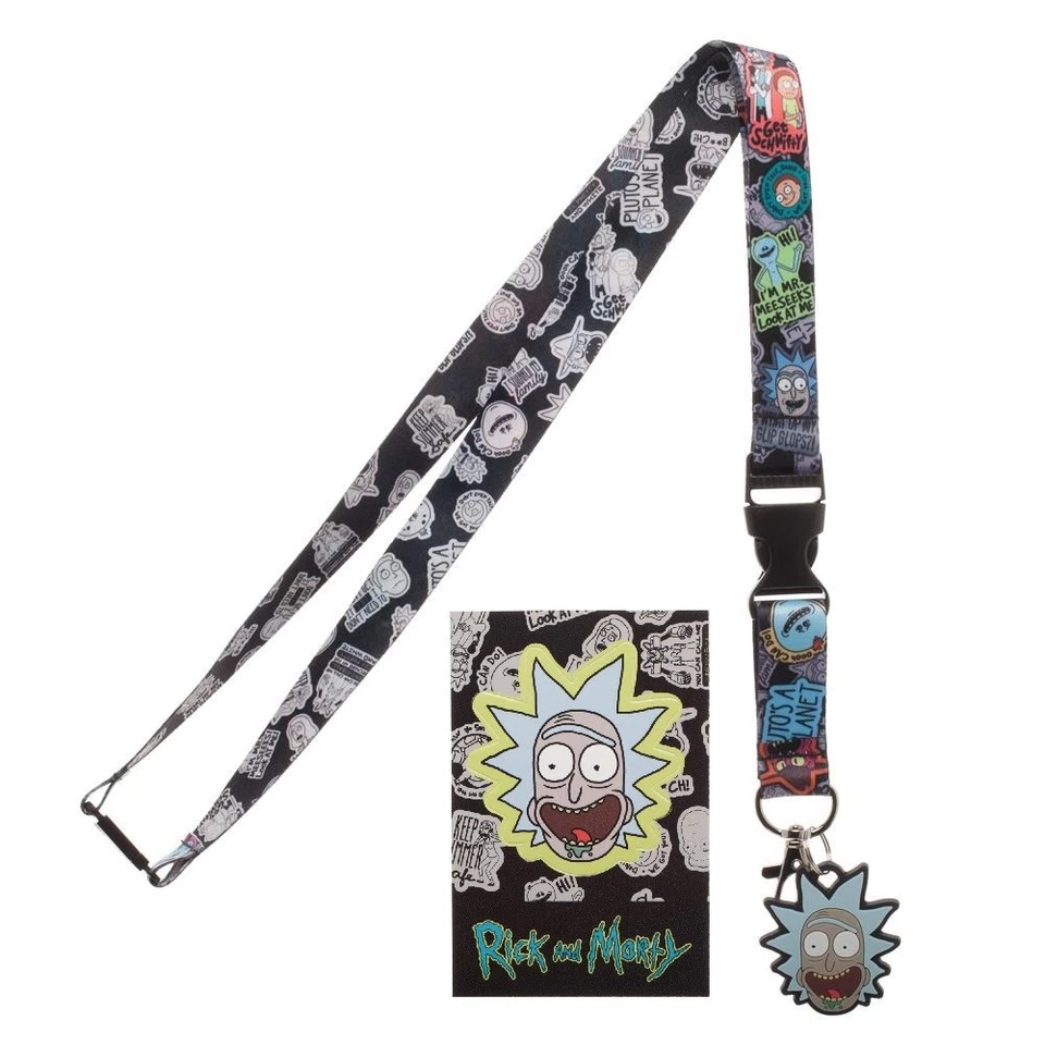 Rick and Morty Characters Lanyard With ID Badge Holder & Charm