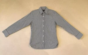 CLUB MONACO Charcoal Gray & White Stripe Broadcloth BD Shirt XS NWOT - Picture 1 of 3