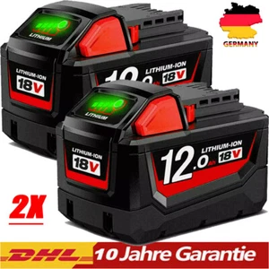 2x Original Akku Für Milwaukee M18 M18B12 18V XC Li-Ion 48-11-1880 48-11-1812 DE - Bild 1 von 12