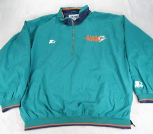 Vintage Miami Dolphins Jacket Mens XXL NFL Pro Line 1/4 Zip Windbreaker 1990s - Picture 1 of 12