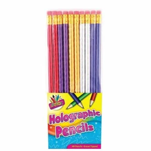10X HOLOGRAFISCHE STIFTE MIT GUMMIENDE KINDER PARTY TÜTENFÜLLER SCHULANFANG - Bild 1 von 1