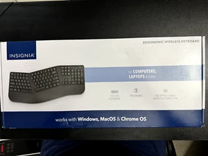 Insignia Full-Size Wireless Ergonomic Membrane Keyboard - Black - Picture 1 of 5
