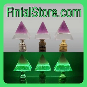 Glow In The Dark Handmade Resin Pyramid Lamp Finial Brass/Nickel/Antique Bases - Picture 1 of 26
