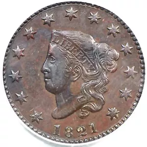 1821 N-2 R-1 PCGS XF 45 Matron or Coronet Head Large Cent Coin 1c - Picture 1 of 3