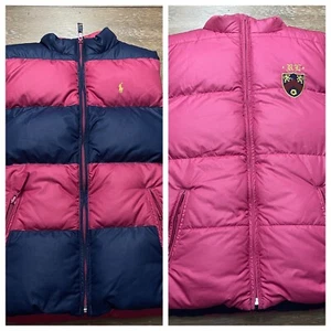 Ralph Lauren Reversible Puffer Vest Girls Extra Large XL Pink Blue Down Striped - Picture 1 of 11