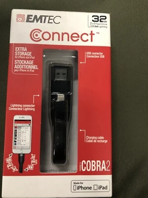 Emtec iCobra2 iPhone Flash Drive 32GB 2 in 1 Black, Dual Conne... - Image 1 of 2