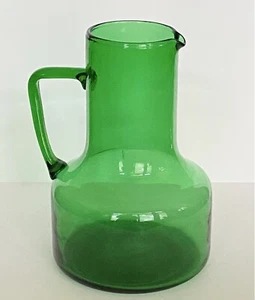 Mid Century Modern Empoli Italian Art Glass Emerald Green Pitcher Jug - Picture 1 of 9