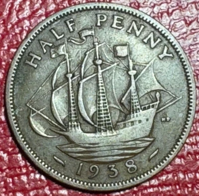 VINTAGE FINE  1938 GREAT BRITAIN HALF 1/2 PENNY-MAR444 - Image 1 of 2