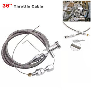 36" LS Engine Throttle Cable Stainless Steel Braided Throttle Cable Universal
