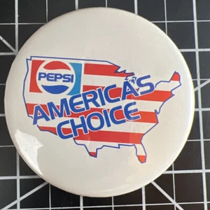 Publicidad vintage de refrescos con botón Pinback de 3,5" Pepsi Cola America's Choice años 80 - Imagen 1 de 4