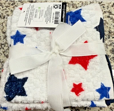 Pack de 6 - Juego de paños Mainstays 100% algodón - Blanco, azul, estrellas 4 de julio Foto 1 de 4