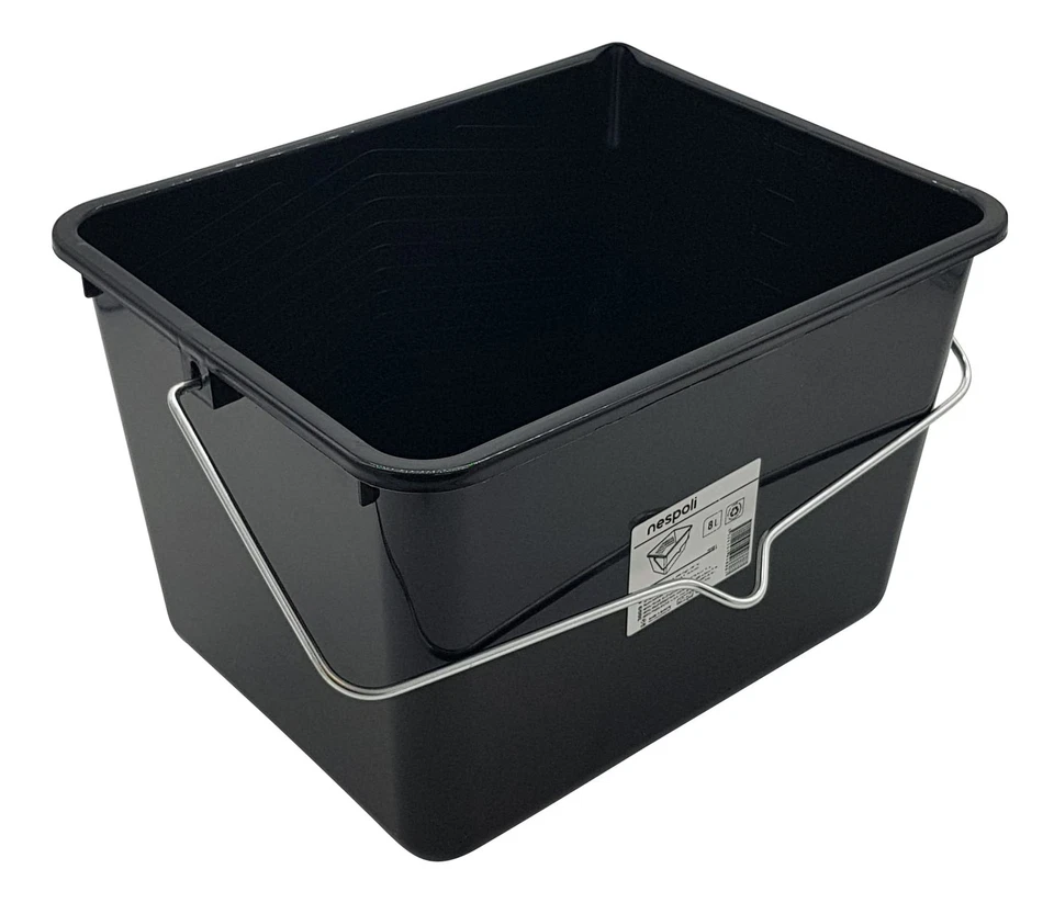 Grand Seau à Peinture de 8 l, avec Manche en métal, Noir - Photo 1/1