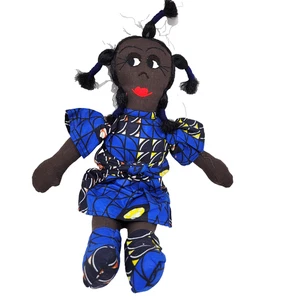 African Handmade Cloth Folk Art Doll with Baby 15 Inches from Uganda - Picture 1 of 10