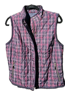 Talbots Damen Daunen Tartan blau lila kariert gefütterte Weste durchgehender Reißverschluss Größe Medium P - Bild 1 von 10