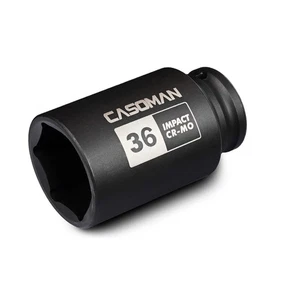 Zócalo de impacto 1/2" Drive X 36 mm de profundidad 6 PT, CR-MO, enchufe de tuerca de eje de 6 puntos de accionamiento - Imagen 1 de 6
