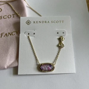 💜Kendra Scott Love Shack Fancy Elisa Bow Purple Sunny Meadow Gold Necklace 🎀 - Picture 1 of 12