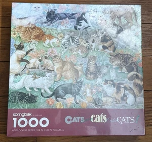 VINTAGE SPRINGBOK 1000 CATS CATS CATS JIGSAW PUZZLE 24" X 30" NEW SEALED - Picture 1 of 5