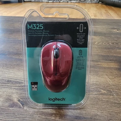 Logitech Wireless Computer Mouse M325 with Designed For Web Scrolling Red New  - Image 1 of 4