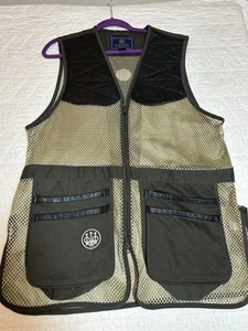 Beretta Vest Men's Medium Mesh Back & Leather Hunting Fishing Pockets zipper - Picture 1 of 6