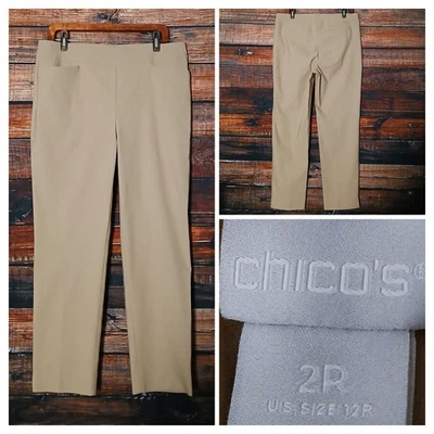 Chicos Pants Size 2 US 12 Pull On Slim Ankle Khaki Tan Stretch  - Image 1 of 4