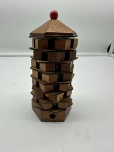 True Genius Pagoda - Brain Teaser, Puzzle Box, Wood, Fun, Gift IQ Tester - Picture 1 of 3