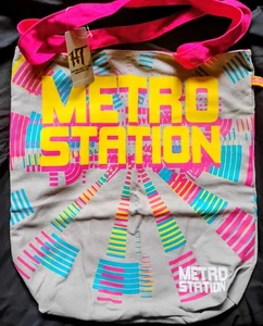 Rare Hot Topic Metro Station 100% Cotton Lined Tote Bag 15" NWT - Picture 1 of 3