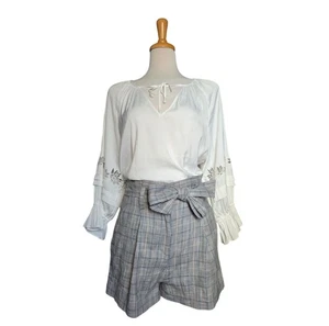 Veronica Beard Baga Check Wool Blend Paperbag Shorts Women's 4 - Picture 1 of 10