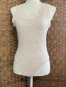 Vtg Gold Label Victoria's Secret Pink Lace Teddy Thong Bodysuit Lingerie Large L - Picture 1 of 7