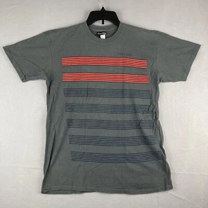 Volcom Shirt Mens Medium Grey Red Striped Logo Graphic Tee Skateboard Skating - Picture 1 of 10