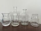 Set Of 4 Vintage Clear Glass Bottles Small Bud Vases Posy Wedding