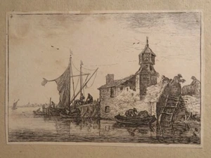 Anthonie WATERLOO (1609-1690) SELTENE GRAVUR XVII MARINELANDSCHAFT HOLLAND 1650 - Bild 1 von 4