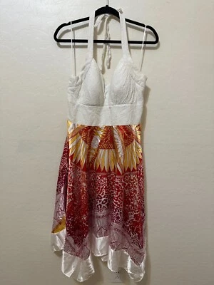 Vestido Halter Pañuelo Sangría Mujer Talla 14 Playa Viaje Tropical Hippie Foto 1 de 4