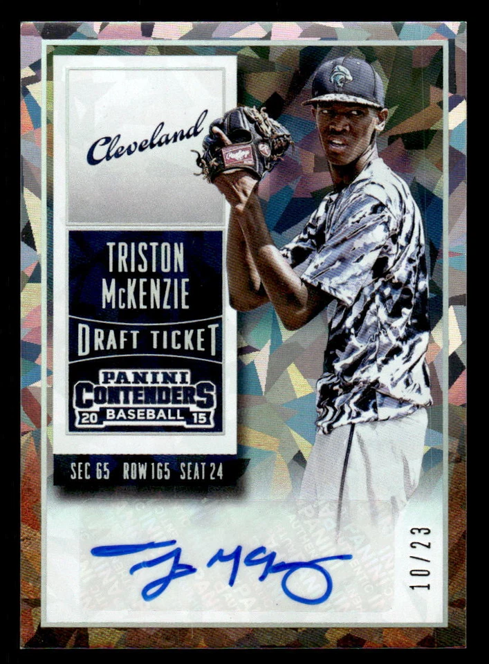 Triston McKenzie 2015 Contenders #27 Draft Ticket Autos Cracked Ice #10/23 - Image 1 of 2