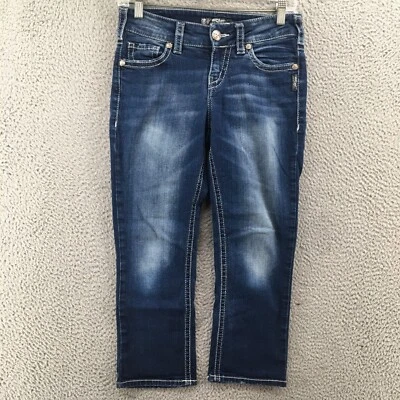 Silver Jeans Suki Mid Capri Womens 27/22.5 Blue Denim Zip Medium Wash 5-Pocket - Image 1 of 4