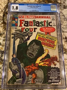 FANTASTIC FOUR ANNUAL #2 CGC 1.8 OFF WHITE PAGES ORIGIN DR. DOOM HOT MARVEL KEY - Picture 1 of 3